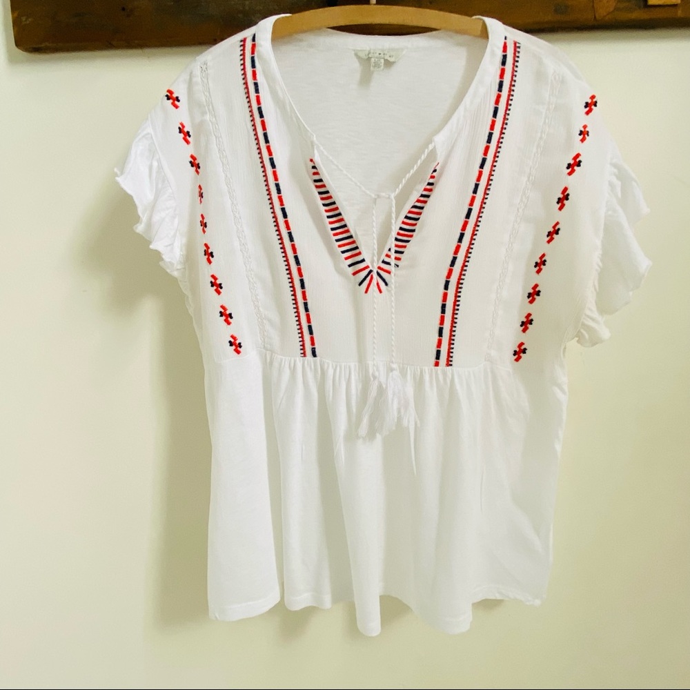 LUCKY BRAND Embroidered Peasant Blouse (size L)